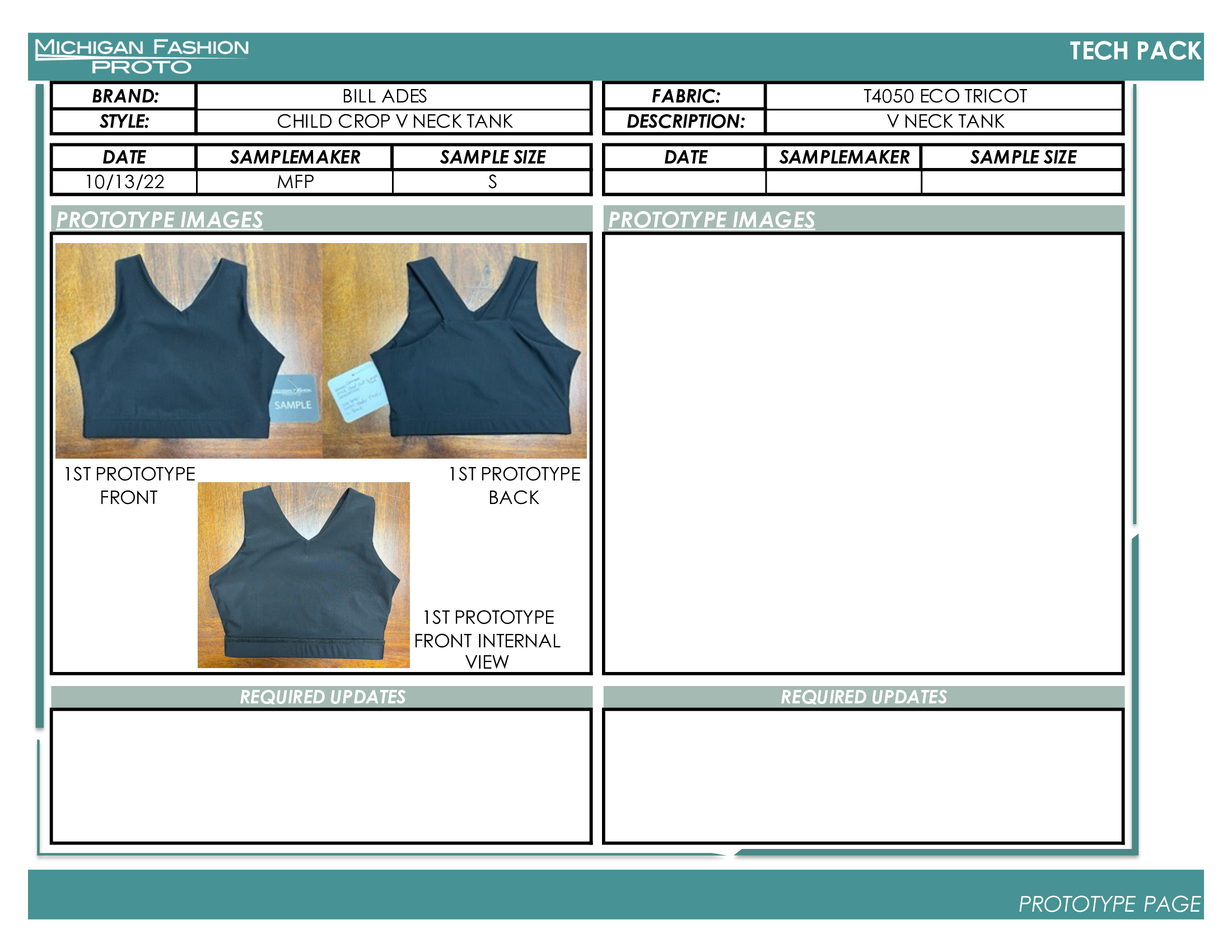 Child V Neck Crop Top Tech Pack